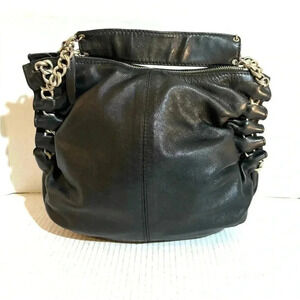 Desmo black leather hobo handbag